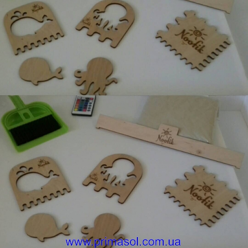 Table with backlit MDF for painting with salt or sand