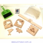 Table sandbox from a natural tree an alder