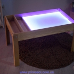Table with backlit MDF for painting with salt or sand